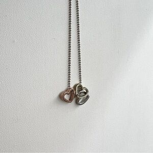 Tri Color Triple Heart Necklace 3 Open Hearts